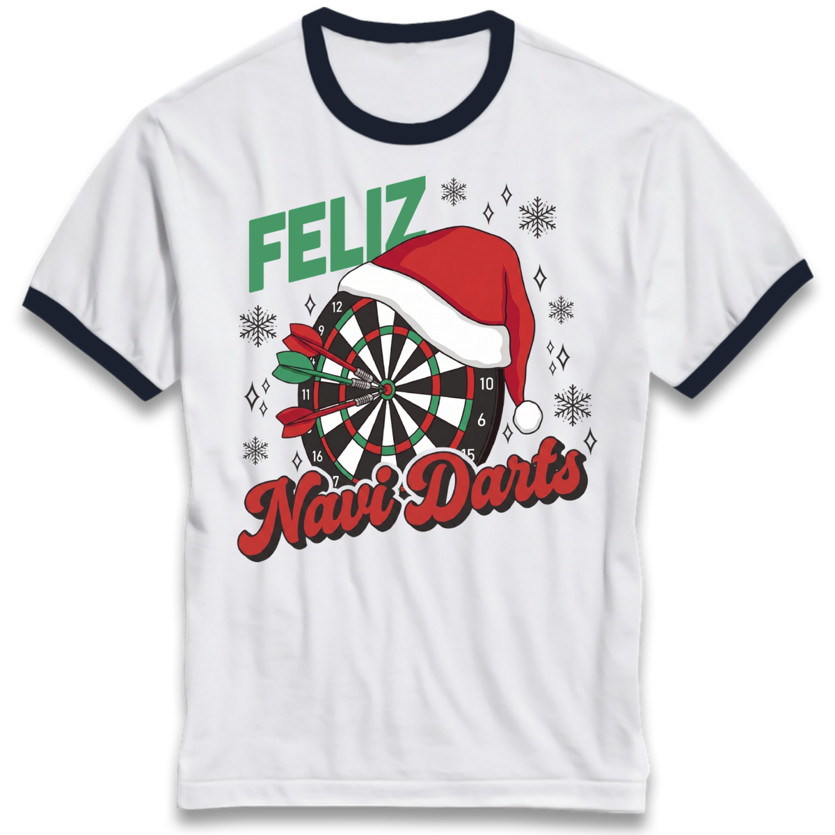 Feliz Navidarts Ringer T-Shirt - Christmas Darts Design