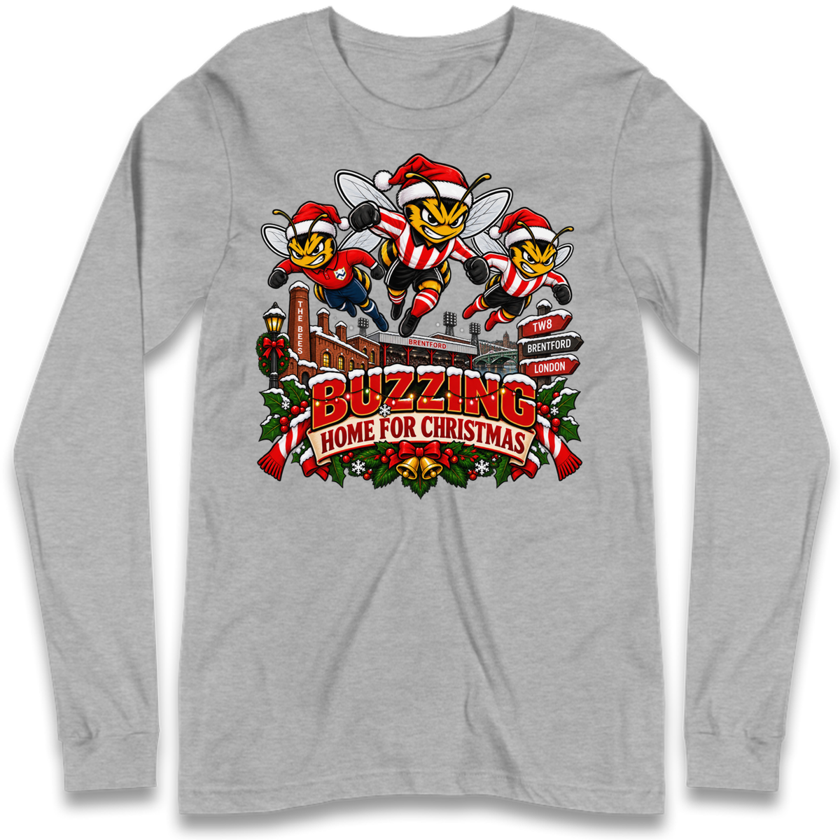 Brentford Football Christmas Long Sleeve T-Shirt