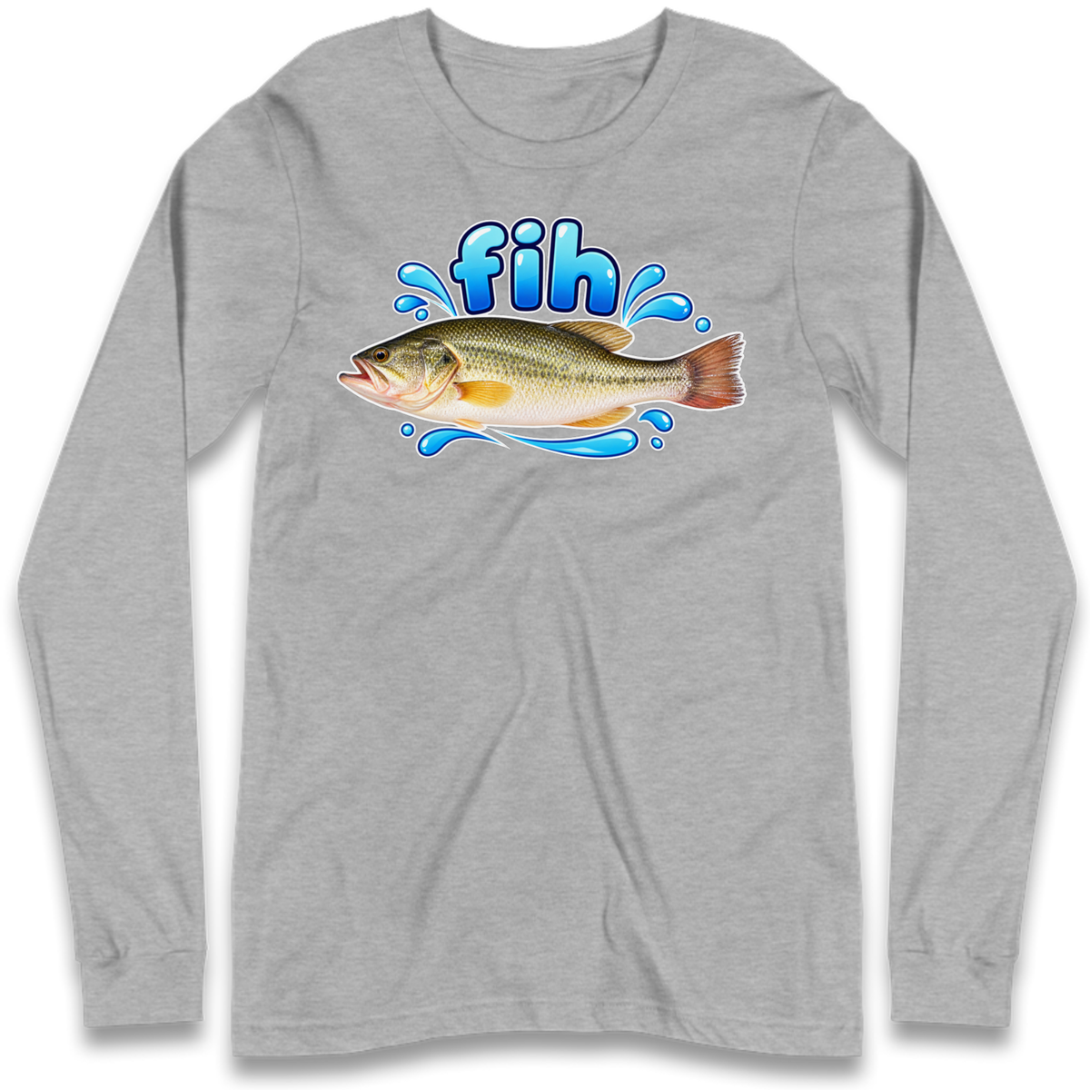 Fih Funny Bass Fish Long Sleeve T-Shirt