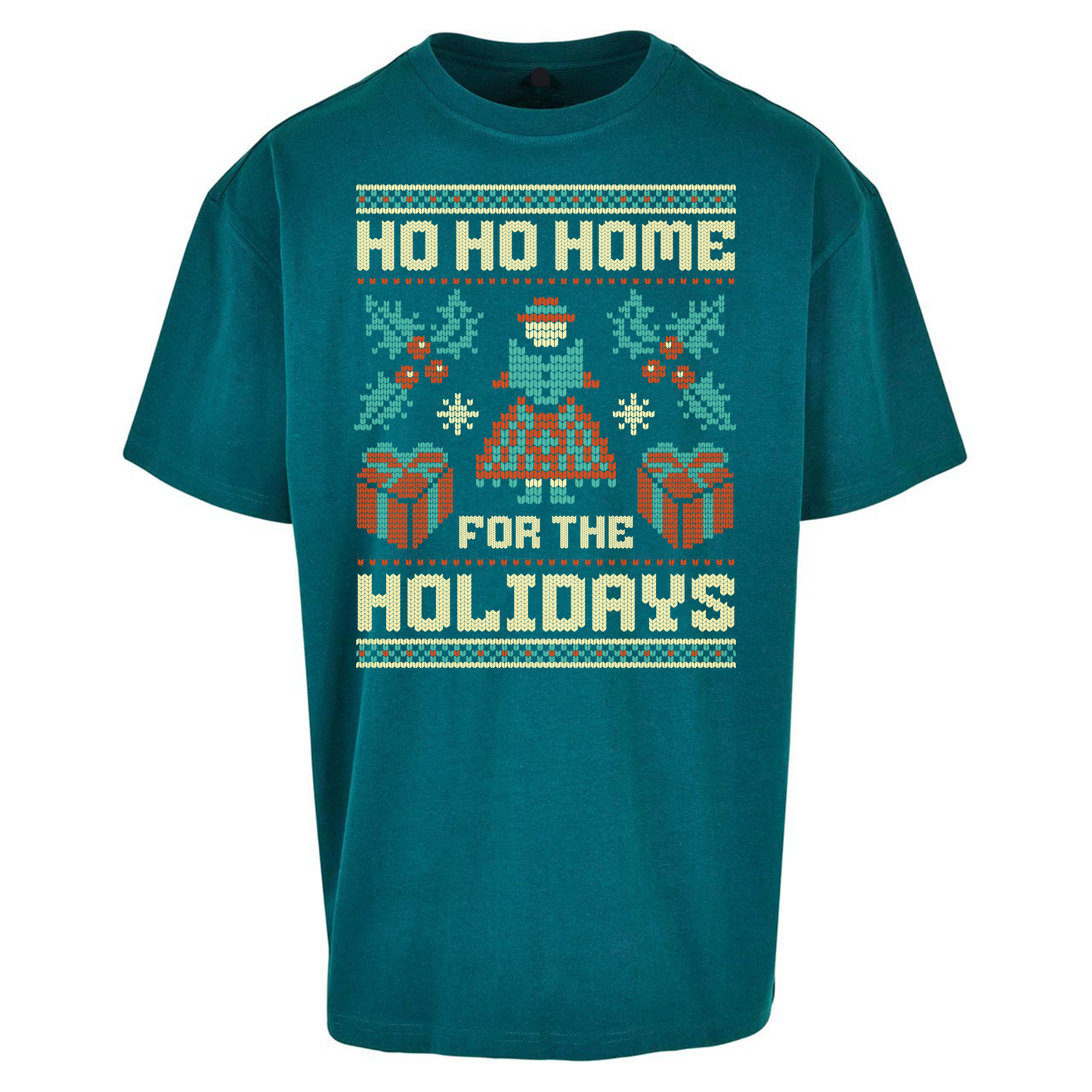 HO HO Home For the Holidays Christmas Oversized T Shirts