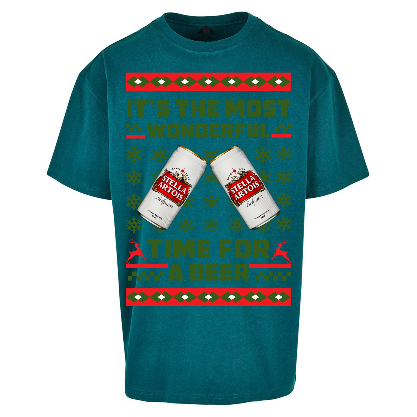 Its The Most Wonderful Time for A Beer Stella Christmas Oversized T Shirts