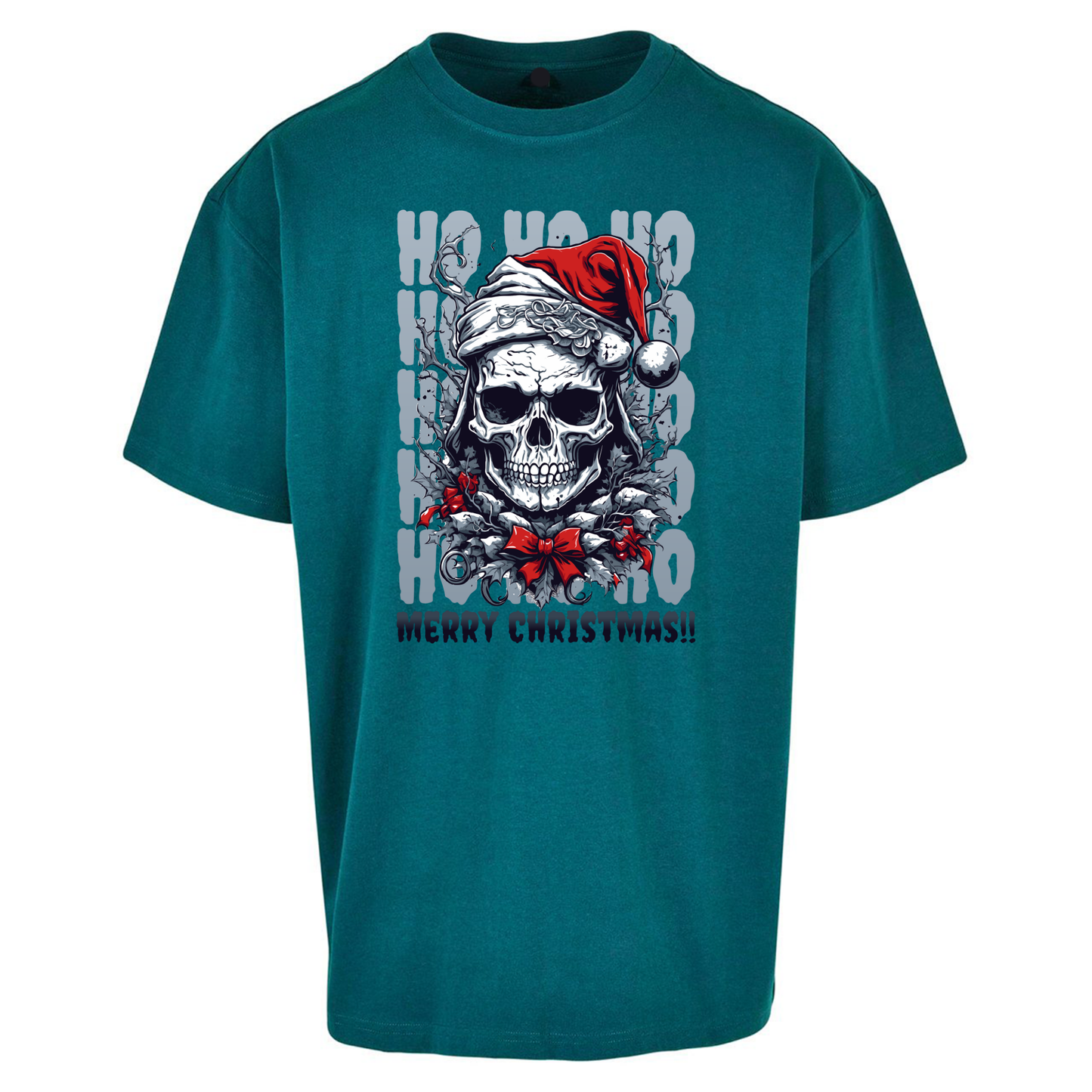 HO HO HO Santa Skelington Christmas Oversized T Shirts
