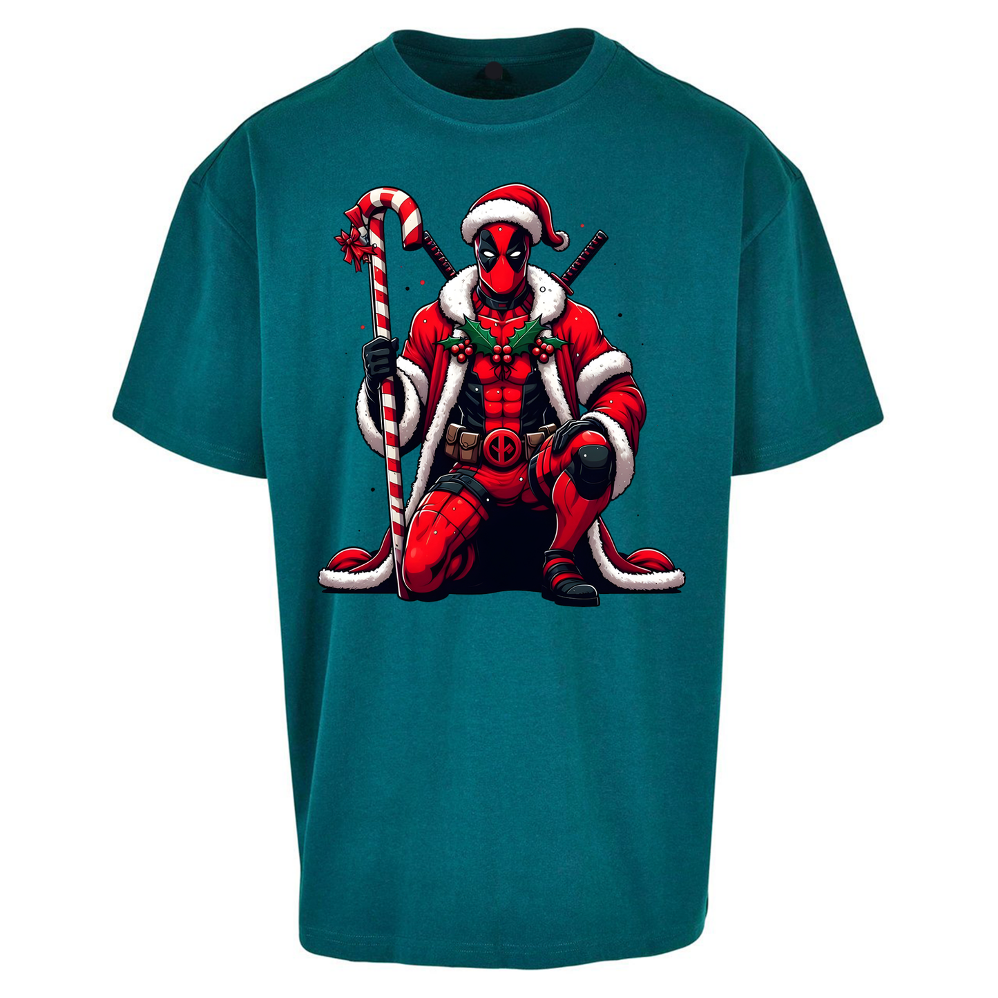 DeadPool Candy Cane Santa Oversized T Shirts