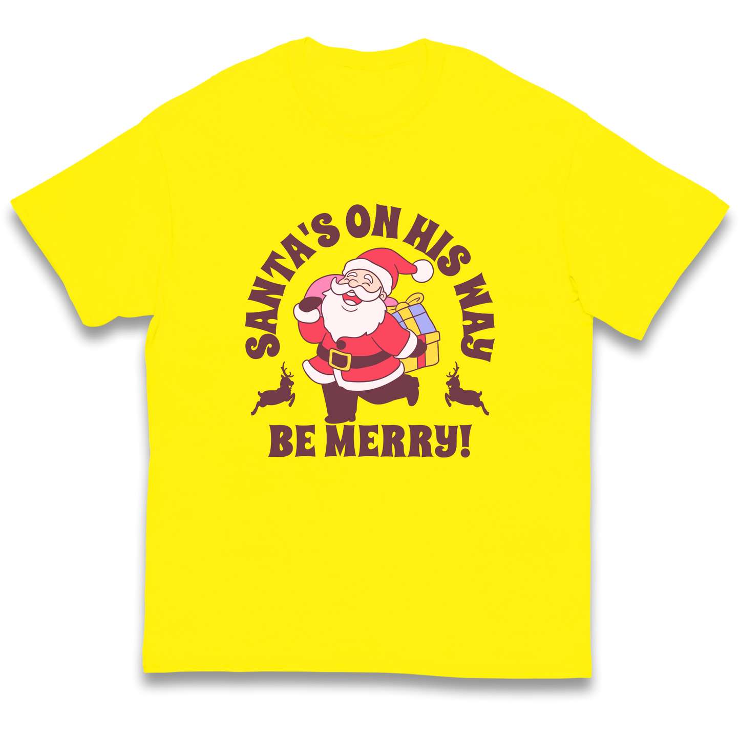 Santa's On His Way Christmas kids t shirt