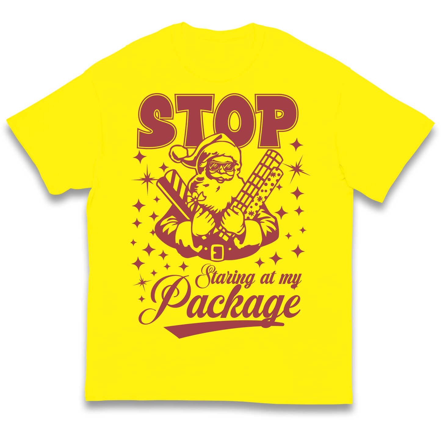 Stop Staring at My Package Christmas kids t shirt