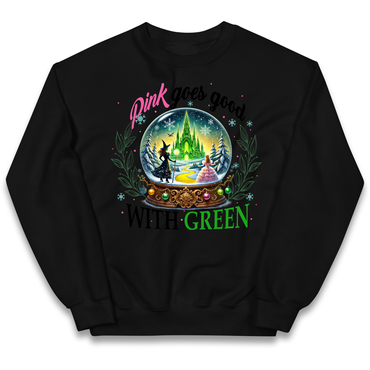 Wicked Pink Goes Good With Green Kids Sweatshirt