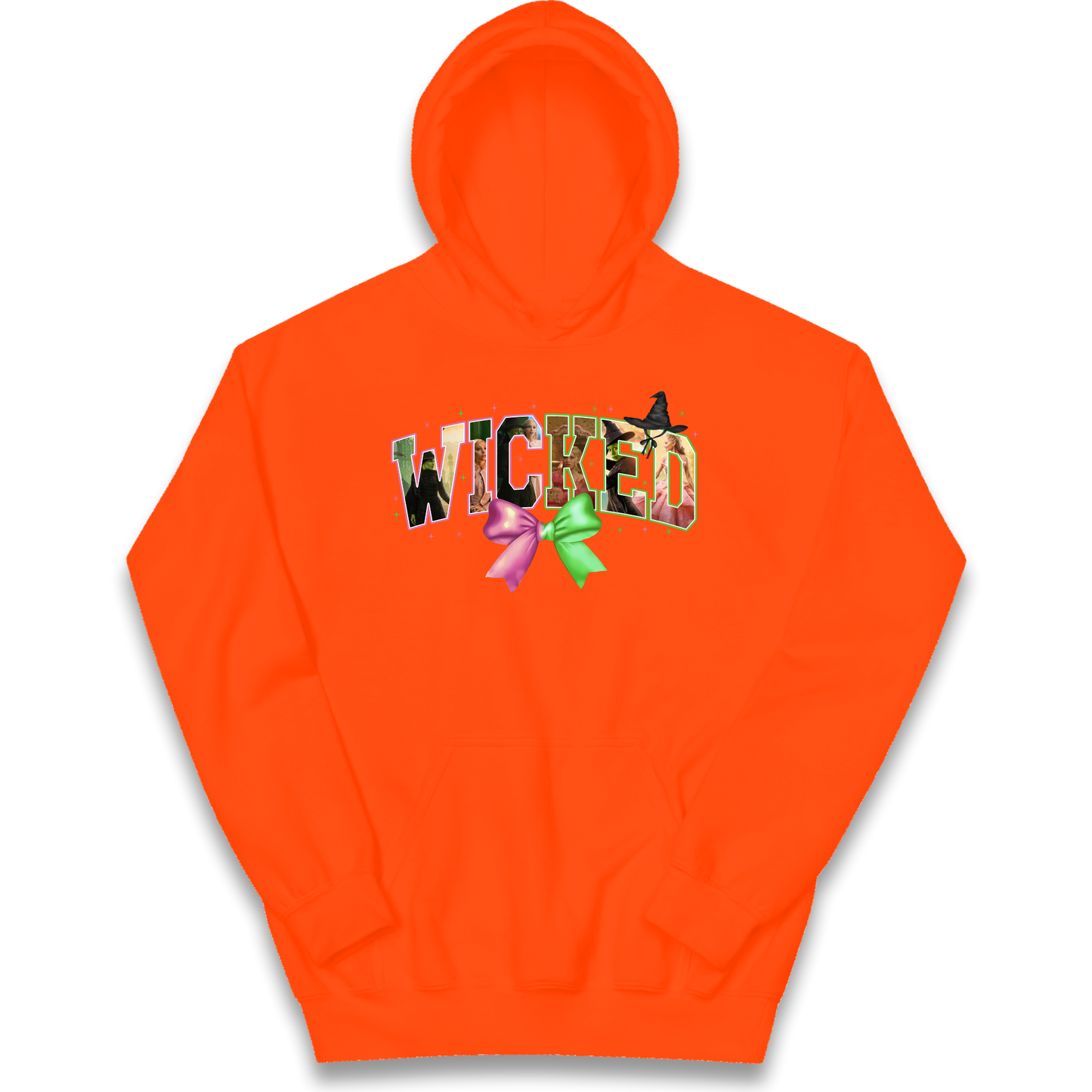 Wicked Pink and Green Bow Kids Hoodie
