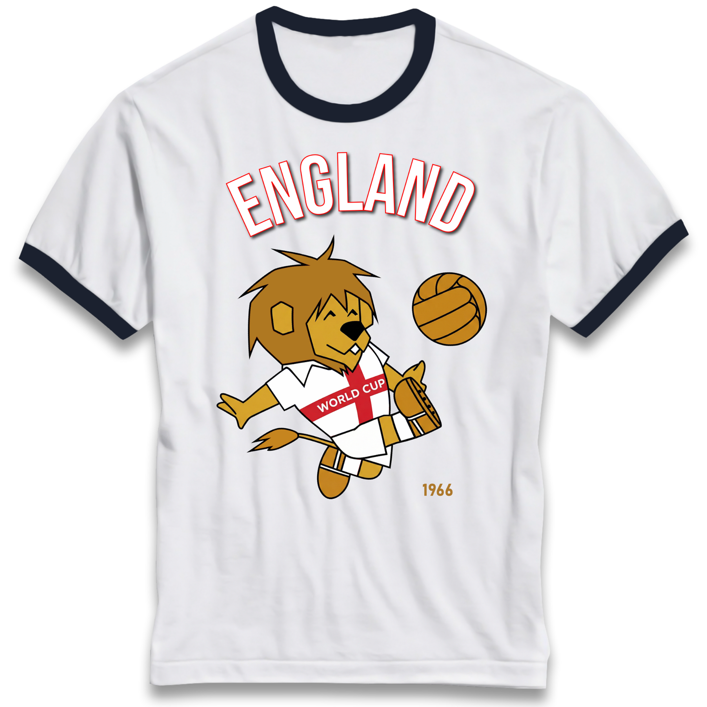 England World Cup Willie 1966 Football Ringer T Shirt