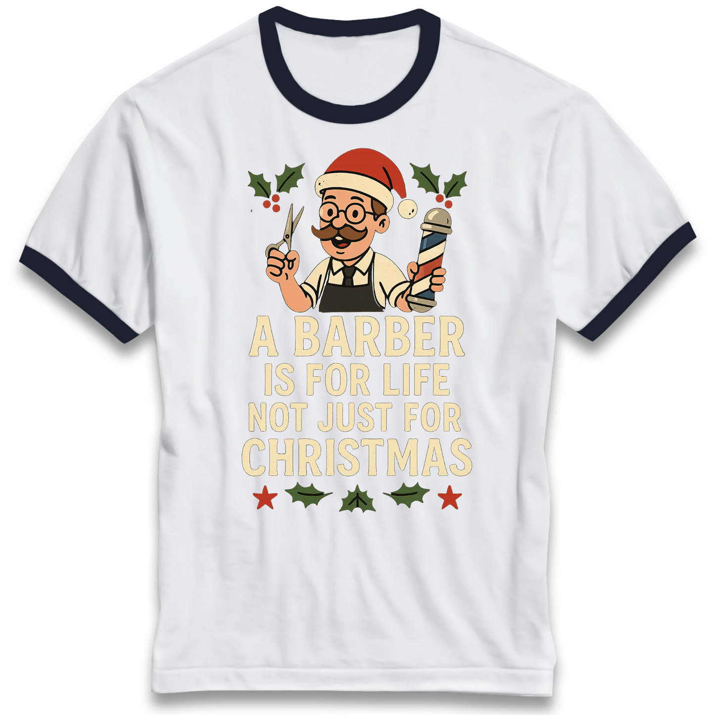 Barber Christmas Ringer T Shirt
