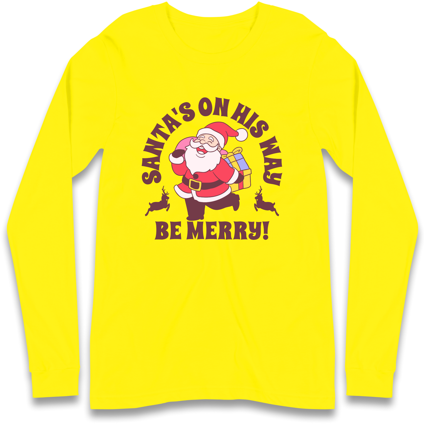 Santa's On His Way Christmas Longsleeve T Shirt