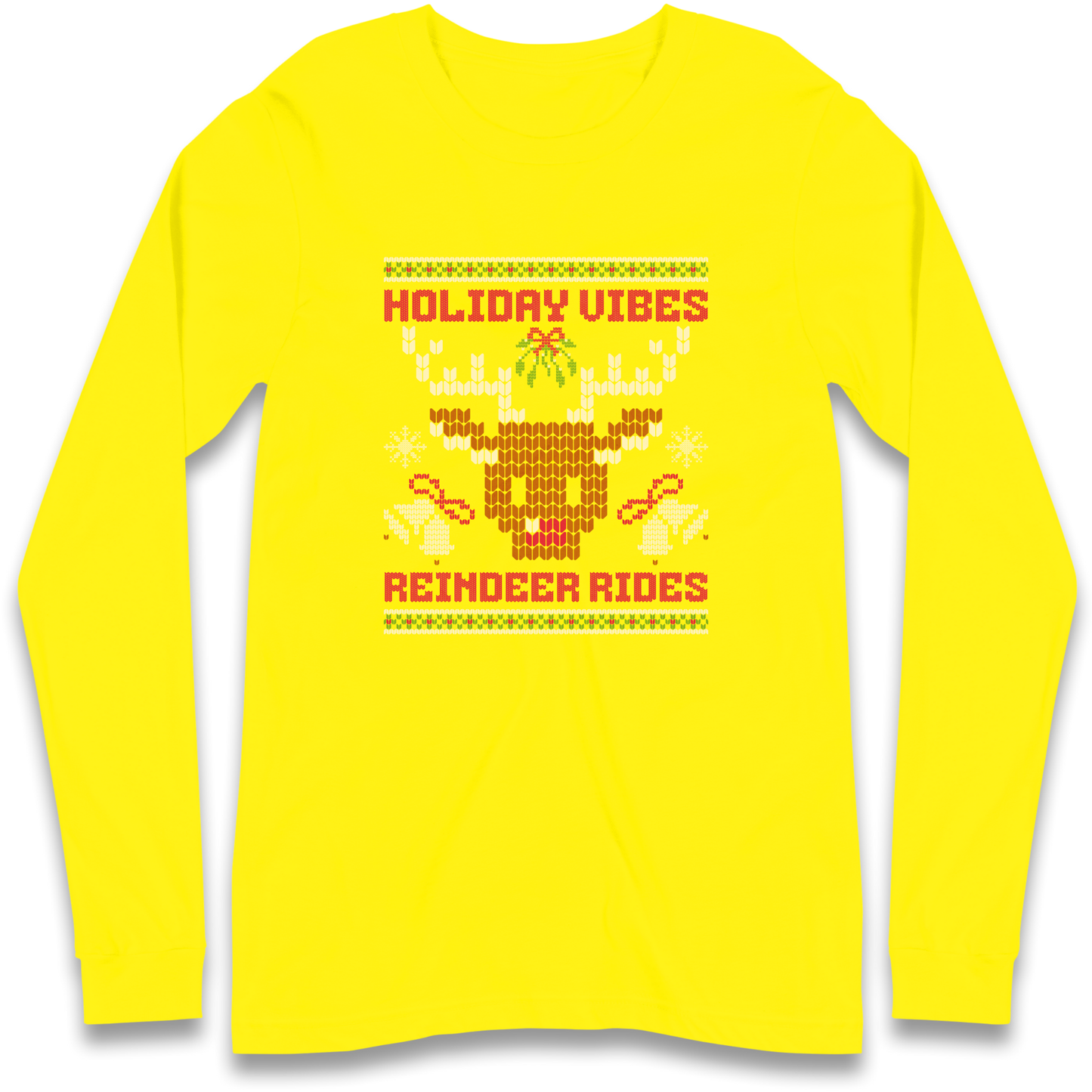 Holiday Vibes Reindeer Rides Christmas Longsleeve T Shirt