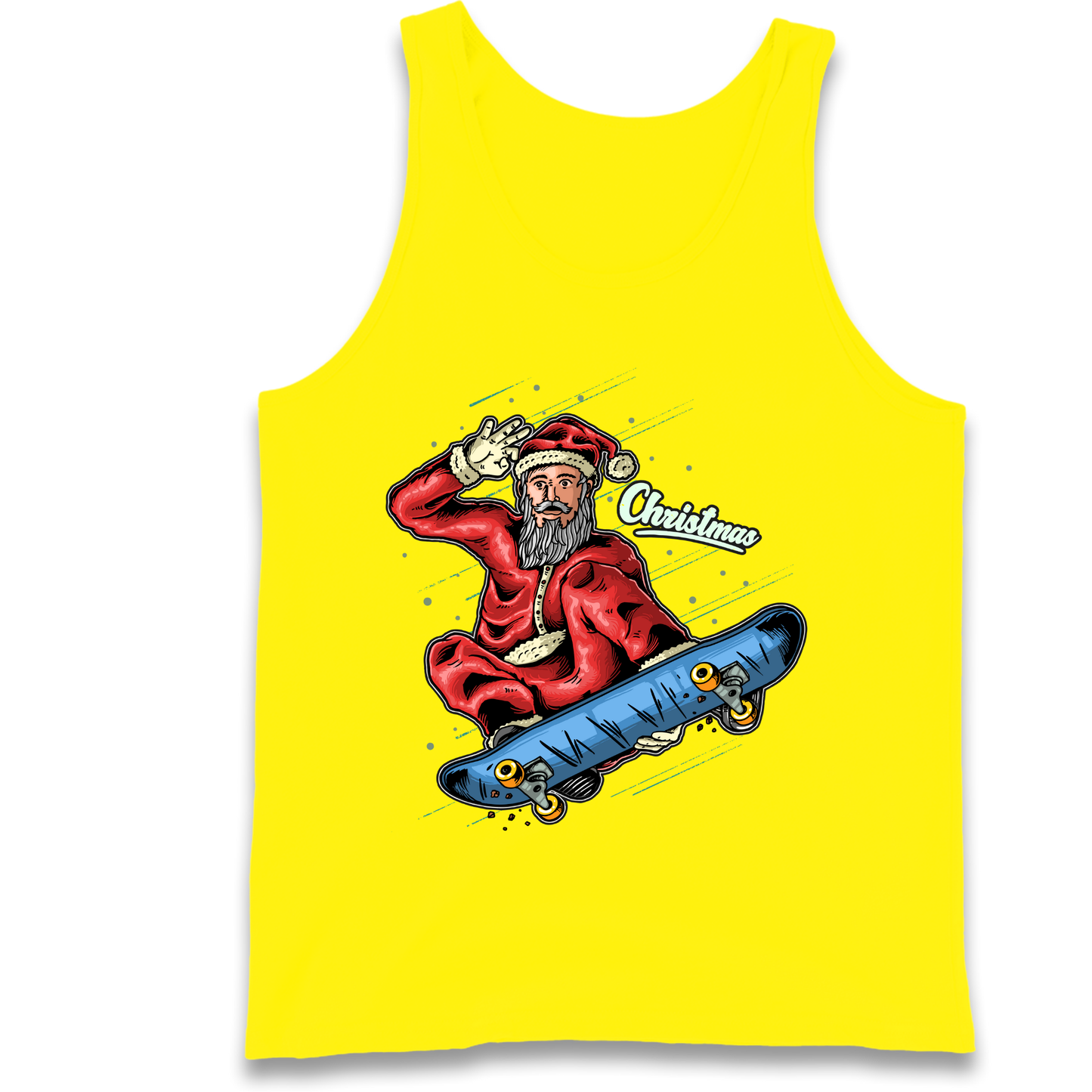 Santa Skateboarding Christmas Tank Top