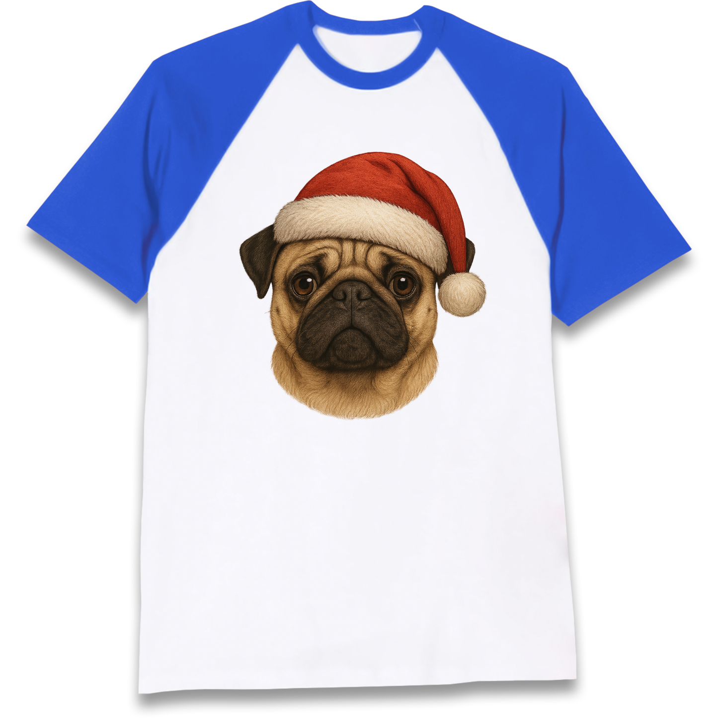 Pug Face Christmas Raglan T Shirt