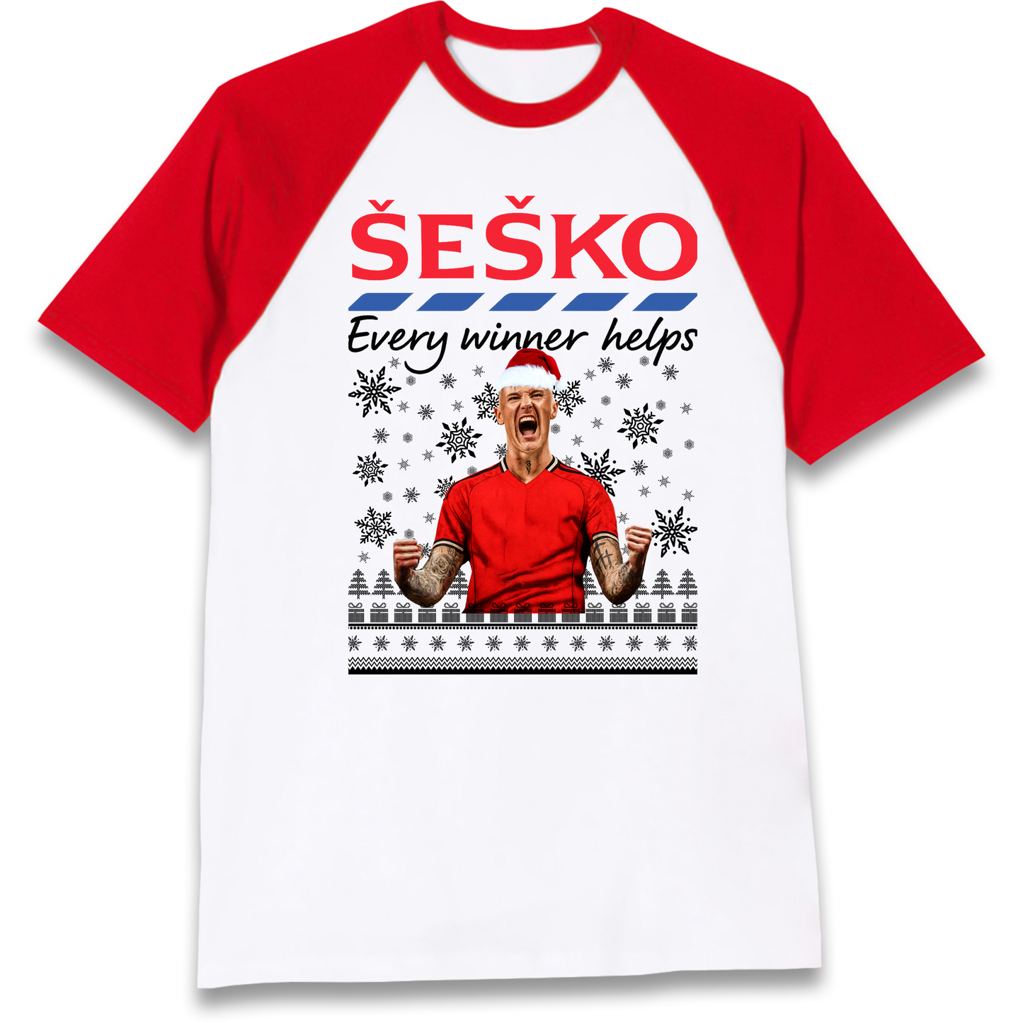 Benjamin Sesko Christmas Raglan T Shirt