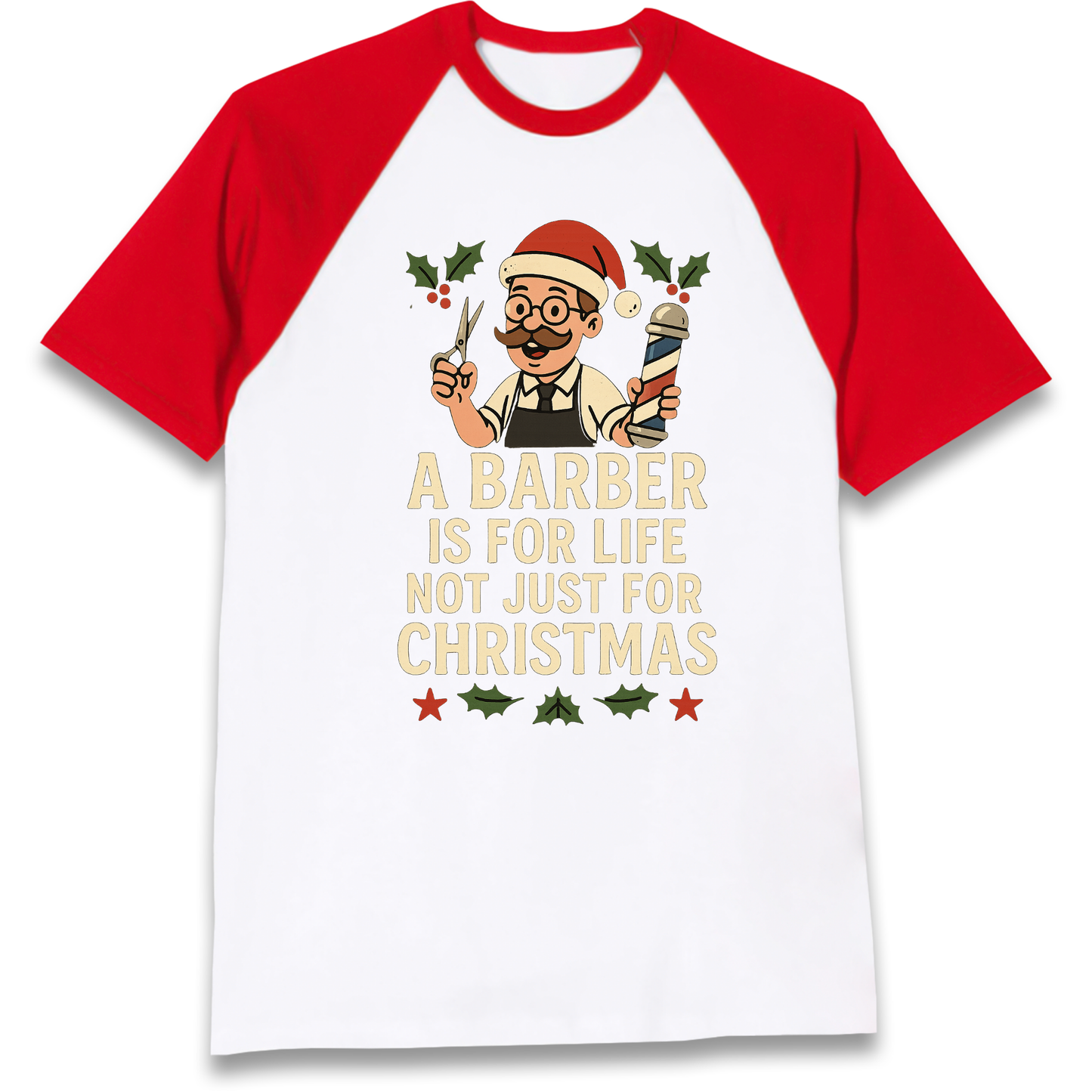 Barber Christmas Raglan T Shirt