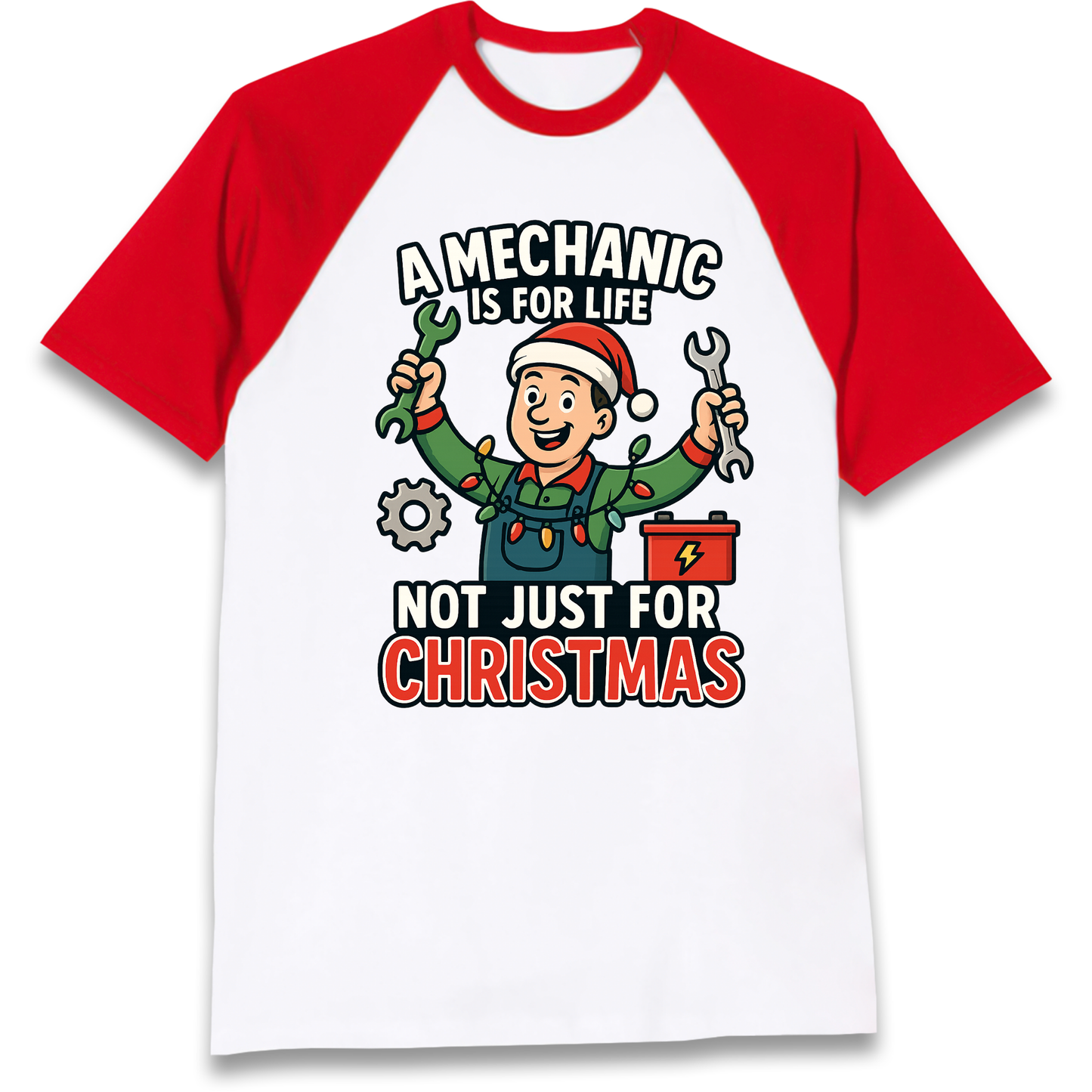Mechanic Christmas Raglan T Shirt