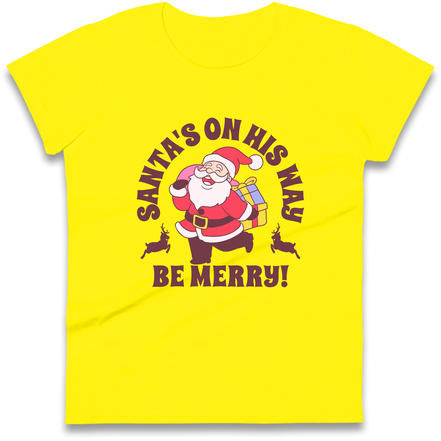 Santa's On His Way Christmas Ladies Shirt