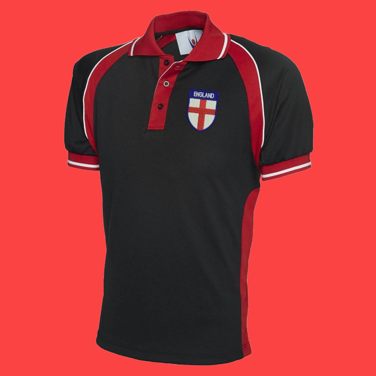 Flag of England Shield Embroidered Polyester Sports Polo Shirt