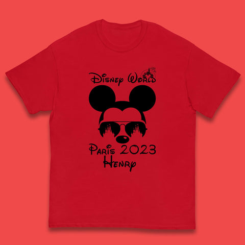 Personalised Disney World Paris 2023 Disney Castle Mickey Mouse Minnie Mouse Cartoon Magical Kingdom Disneyland Trip Kids T Shirt