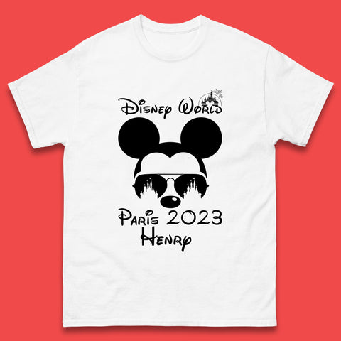 Personalised Disney World Paris 2023 Disney Castle Mickey Mouse Minnie Mouse Cartoon Magical Kingdom Disneyland Trip Mens Tee Top
