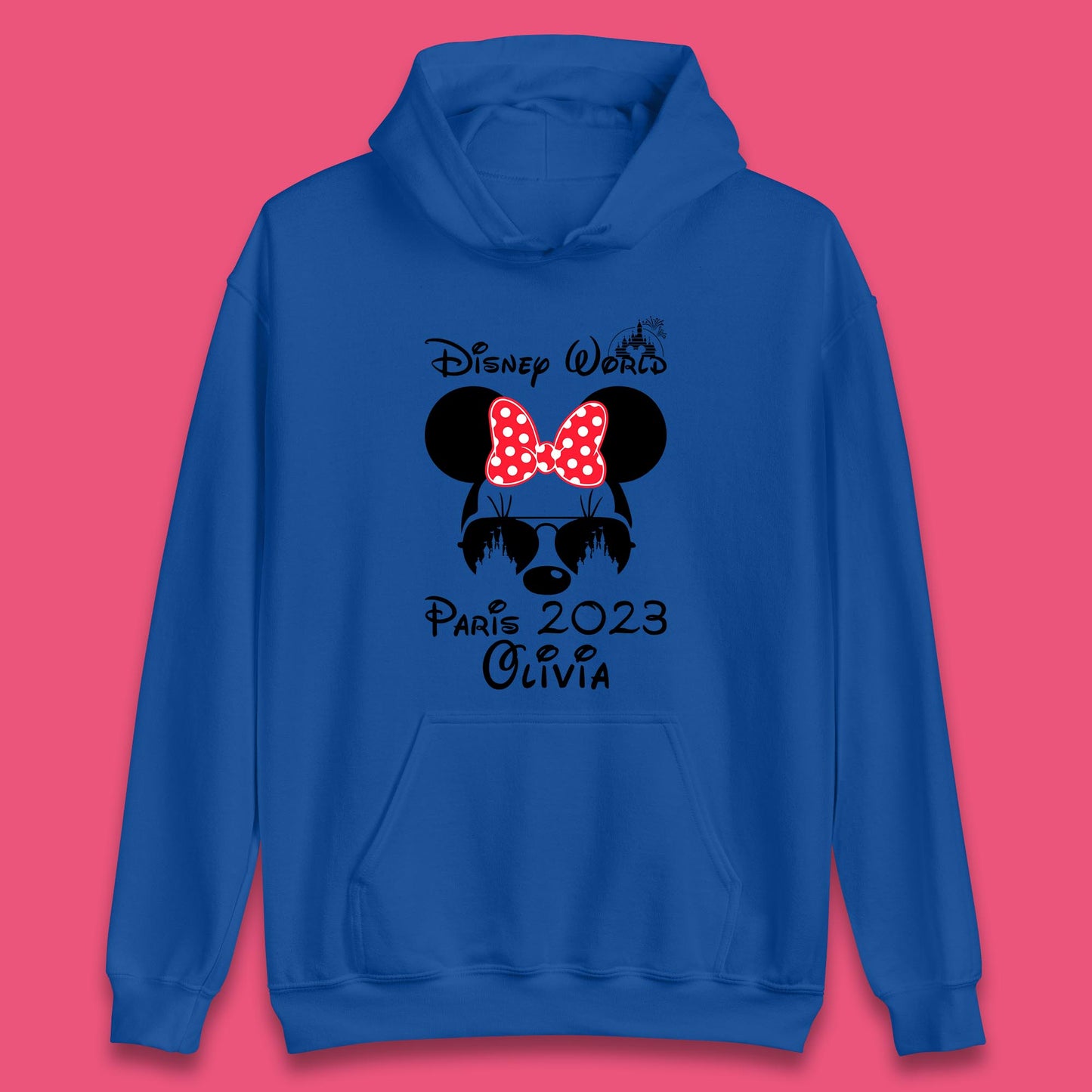 Personalised Disney World Paris 2023 Disney Castle Mickey Mouse Minnie Mouse Cartoon Magical Kingdom Disneyland Trip Unisex Hoodie