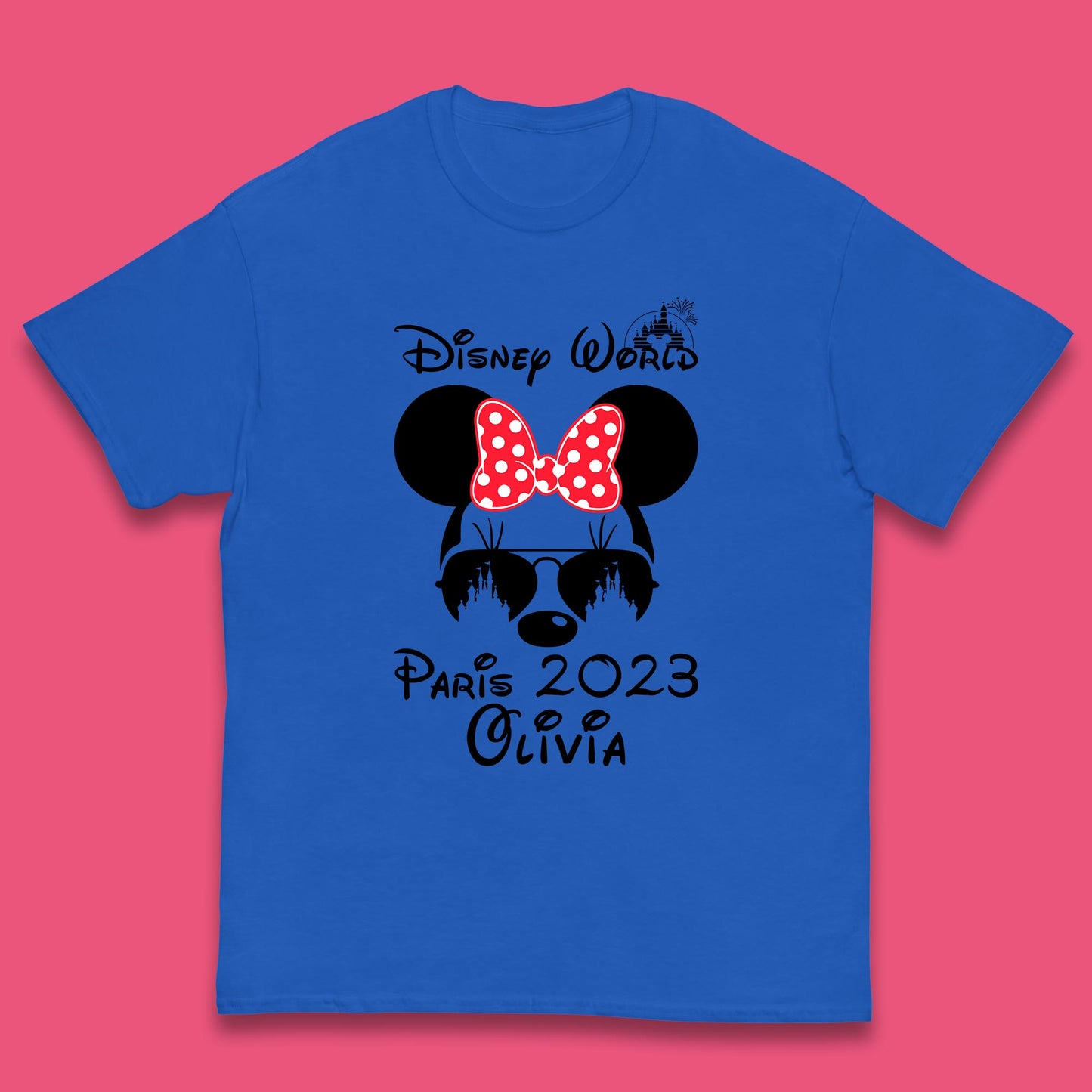 Personalised Disney World Paris 2023 Disney Castle Mickey Mouse Minnie Mouse Cartoon Magical Kingdom Disneyland Trip Kids T Shirt
