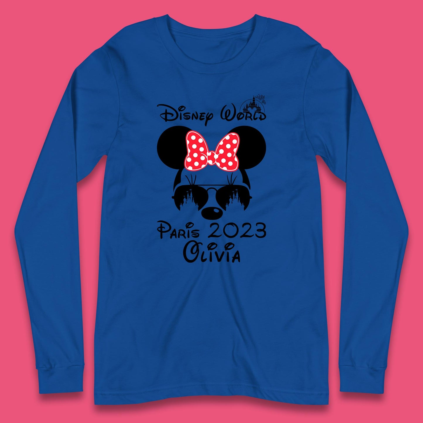 Personalised Disney World Paris 2023 Disney Castle Mickey Mouse Minnie Mouse Cartoon Magical Kingdom Disneyland Trip Long Sleeve T Shirt
