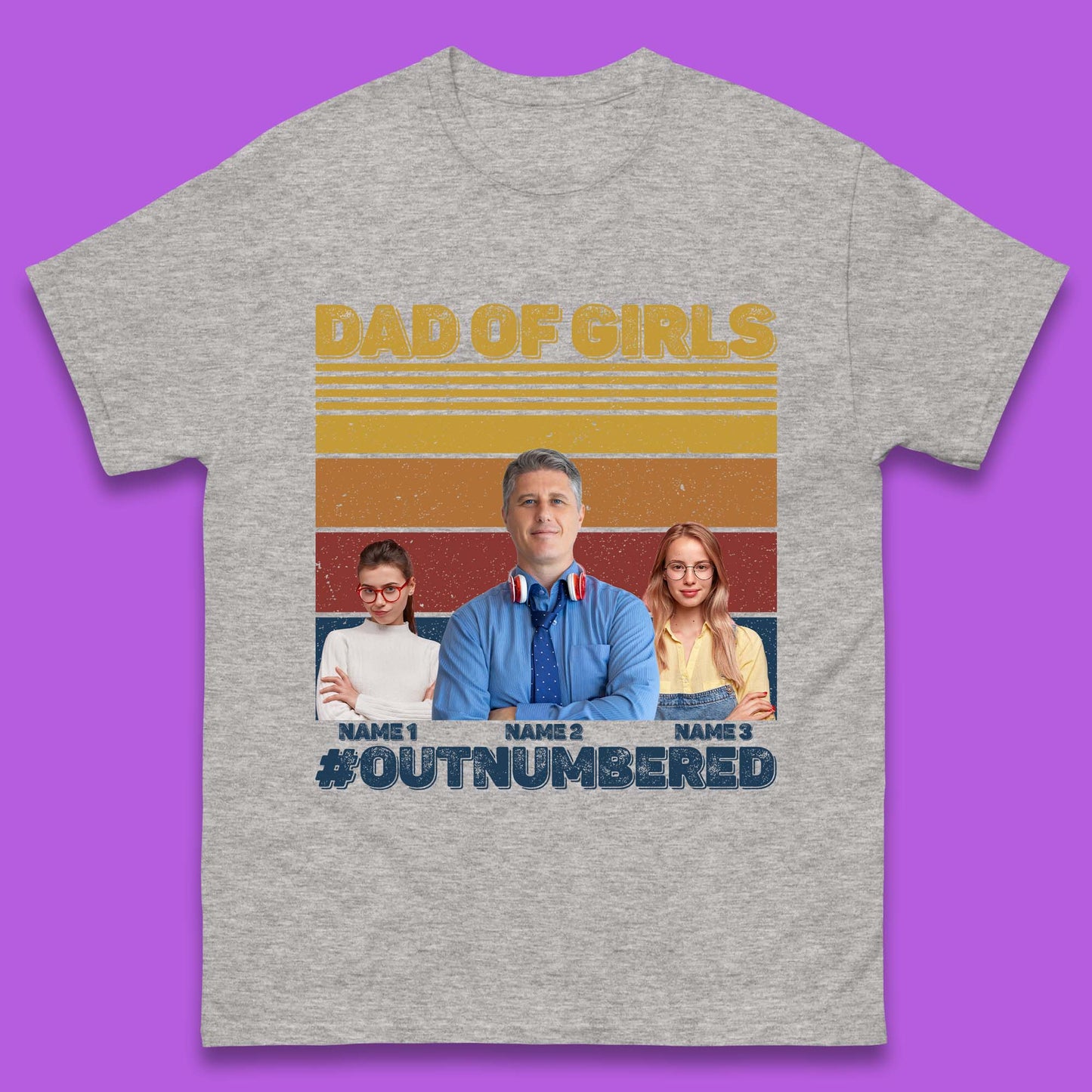 Personalised Dad Of Girls Mens T-Shirt