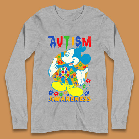 Autism Awareness Mickey Mouse Long Sleeve T-Shirt