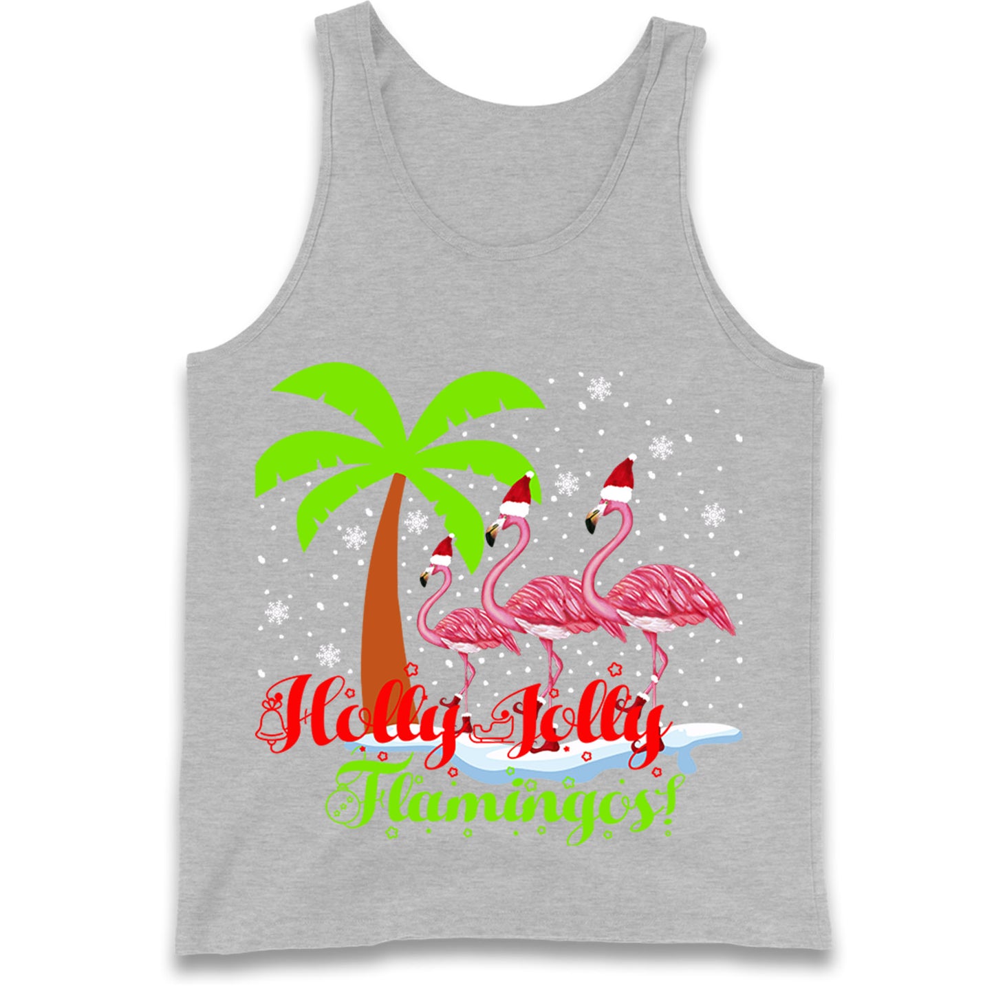 Holly Jolly Flamingos Christmas Tank Top
