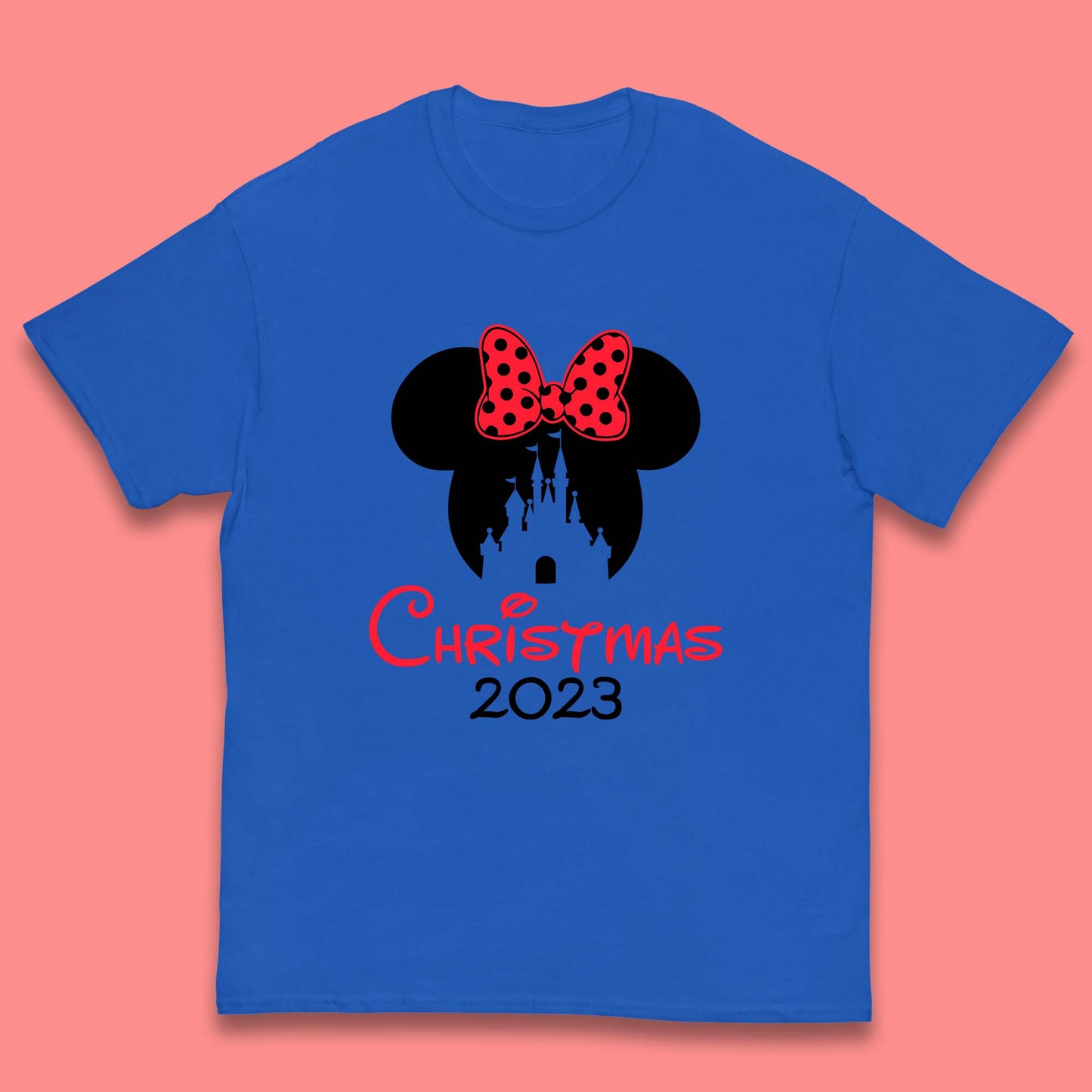Christmas 2023 Mickey Mouse Minnie Mouse Magic Castle Holiday Xmas Disneyland Trip Kids T Shirt