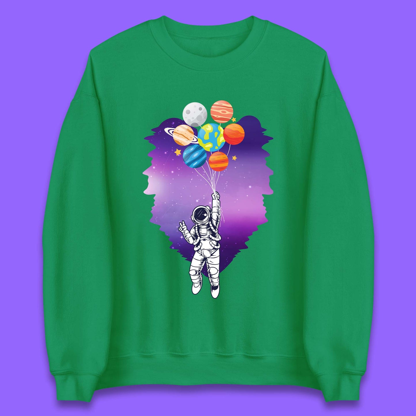 Astronaut Space Planets Balloons Unisex Sweatshirt