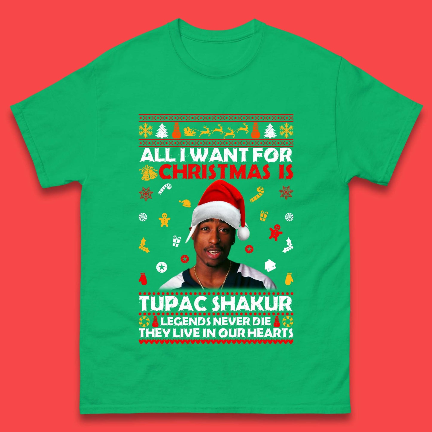 Tupac Shakur Christmas Mens T-Shirt