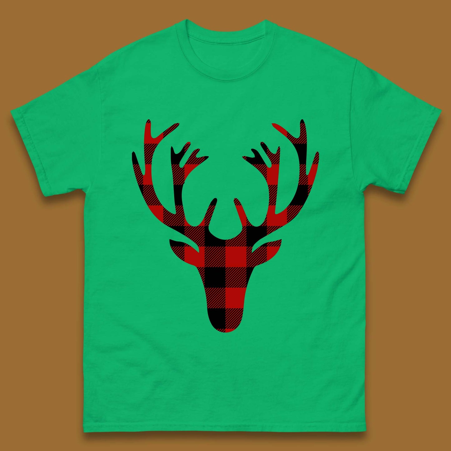 merry christmas buffalo plaid deer head t shirt