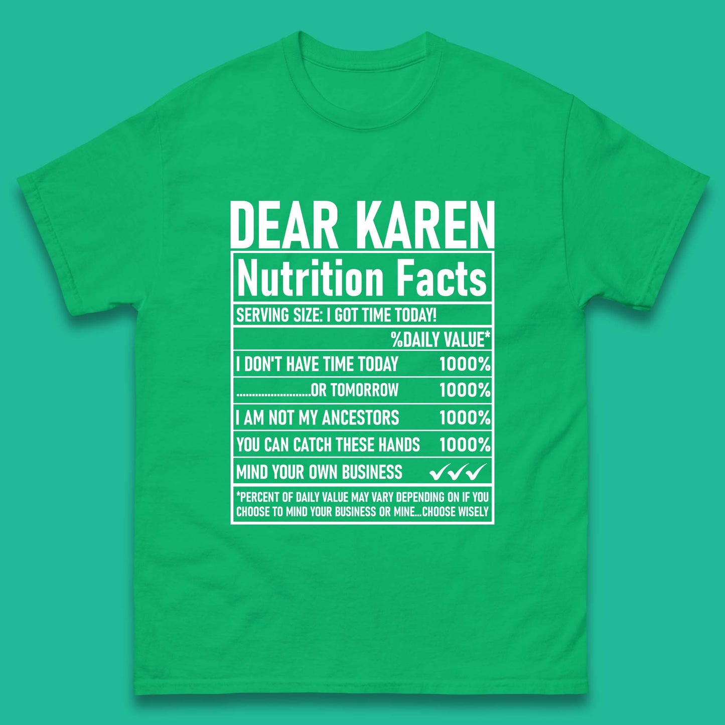 Dear Karen Nutrition Facts Mens T-Shirt