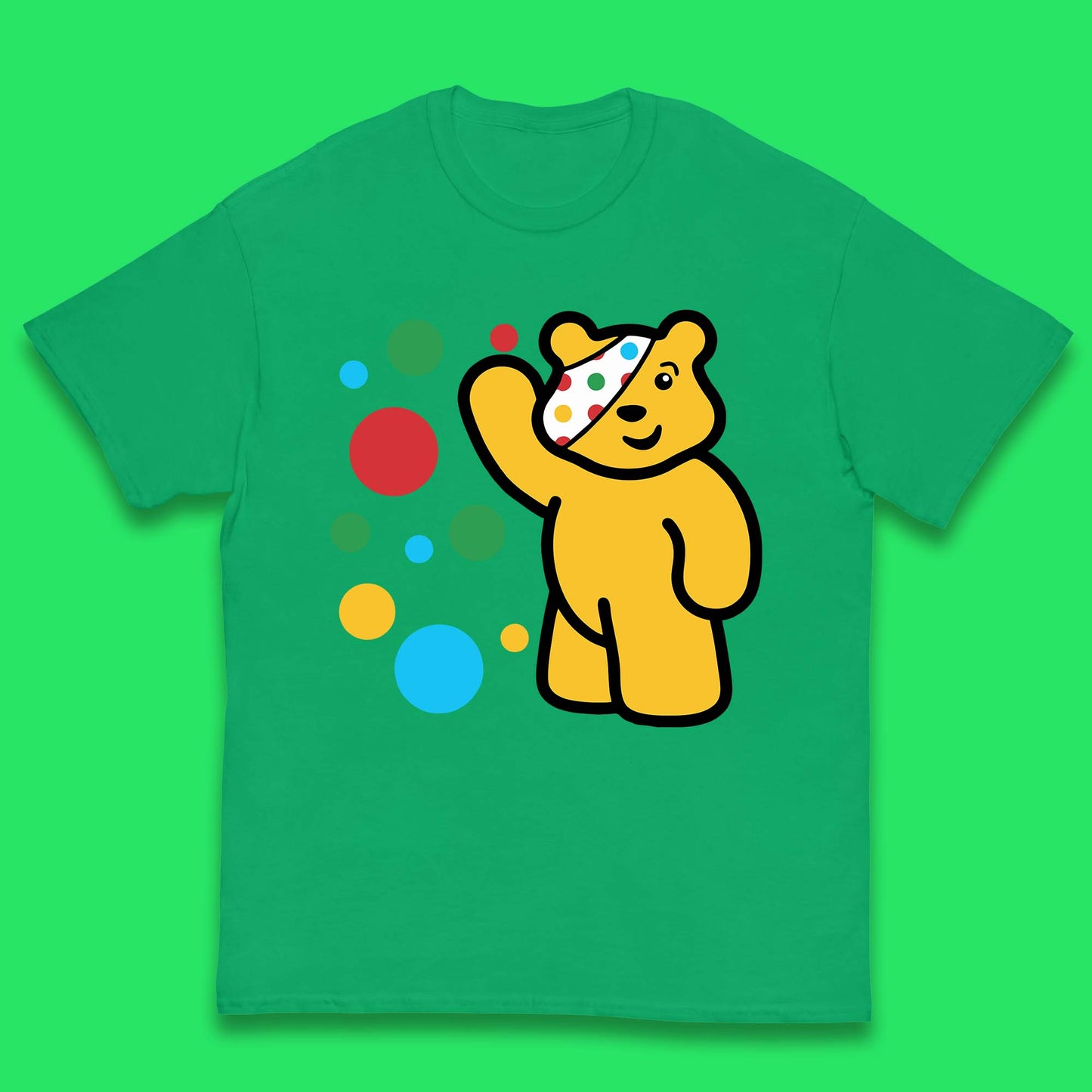 Spotty Pudsey Bear Hand Waving Dotty Spot Fundraising Children In Need Spotty Bear Spotty Day Kids T Shirt