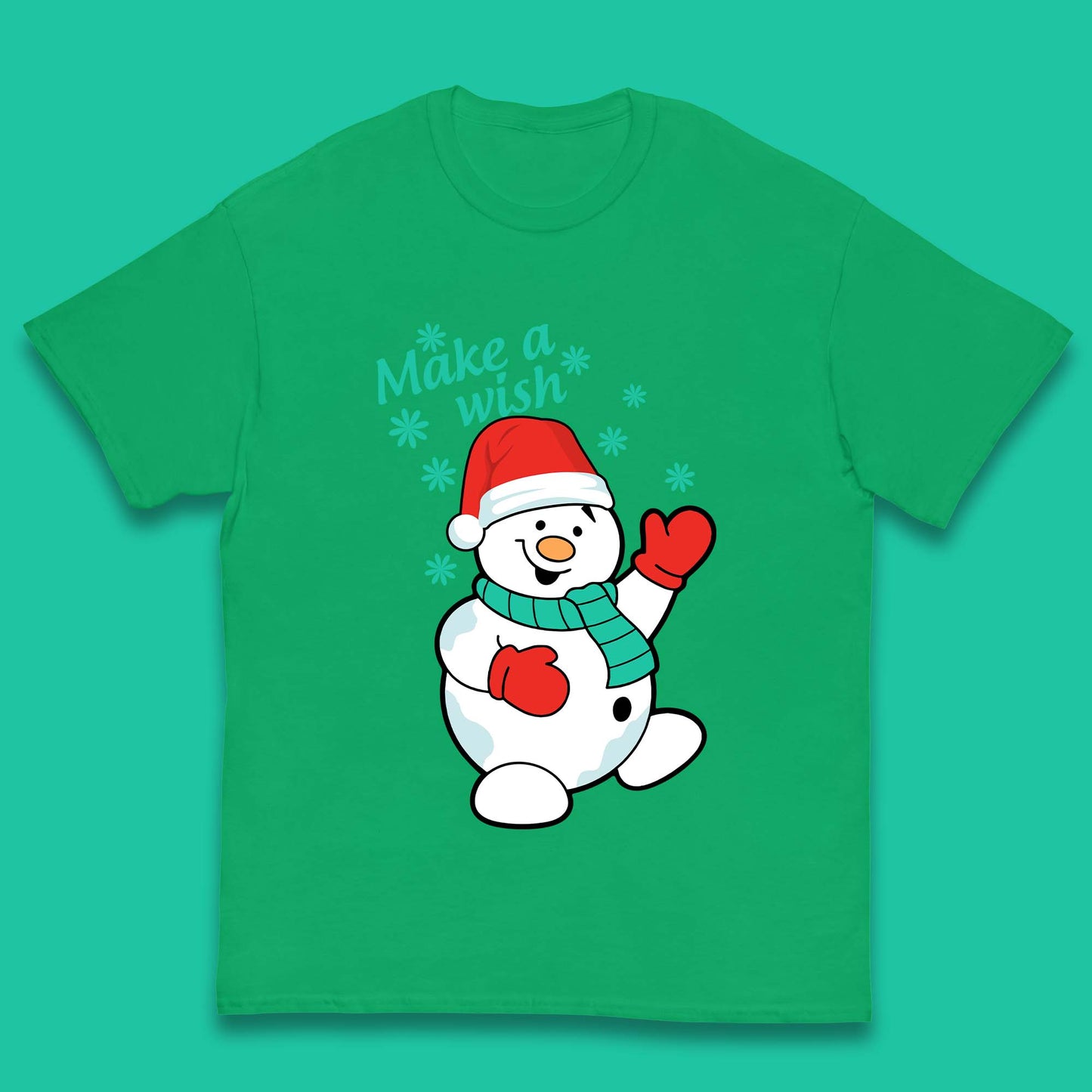 Make A Wish Snowman Christmas Kids T-Shirt