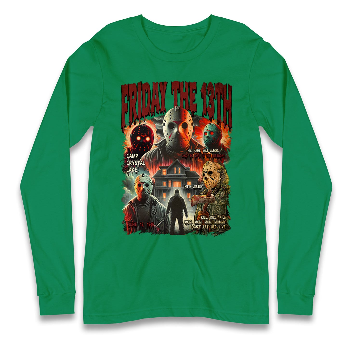 Jason voorhees Friday The 13th horror Halloween Bootleg Long Sleeve T Shirt
