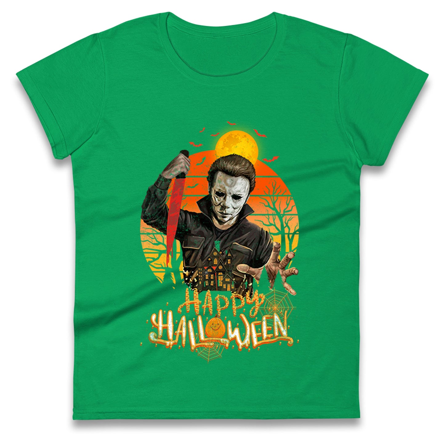 Michael Myers Happy Halloween Womens t shirt