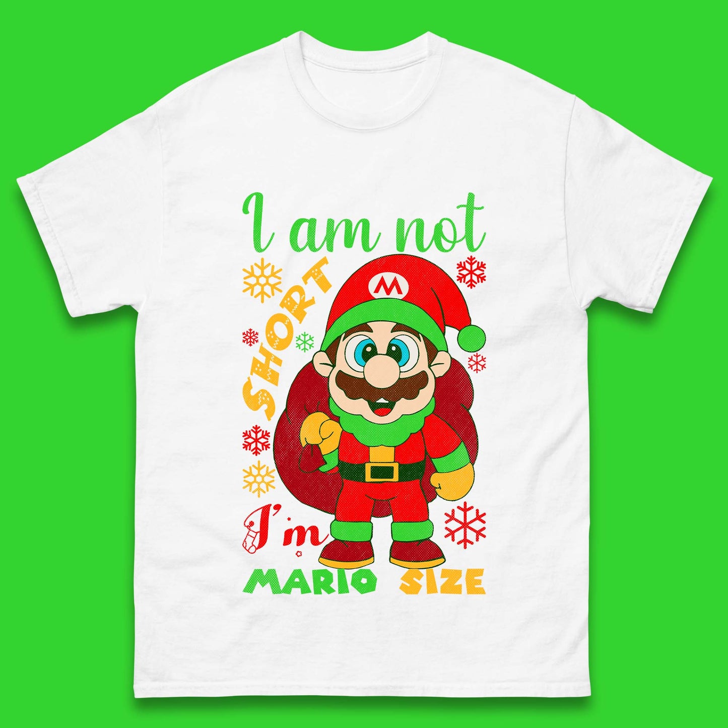 Luigi Size Mario Size Christmas Mens T-Shirt