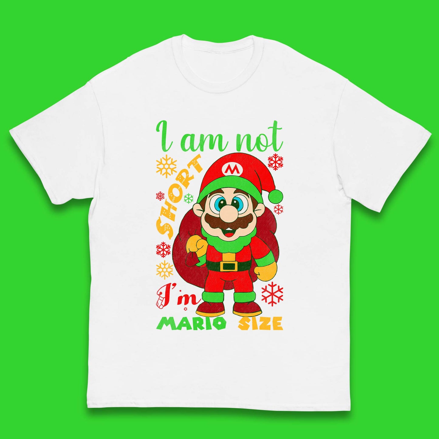 Luigi Size Mario Size Christmas Kids T-Shirt