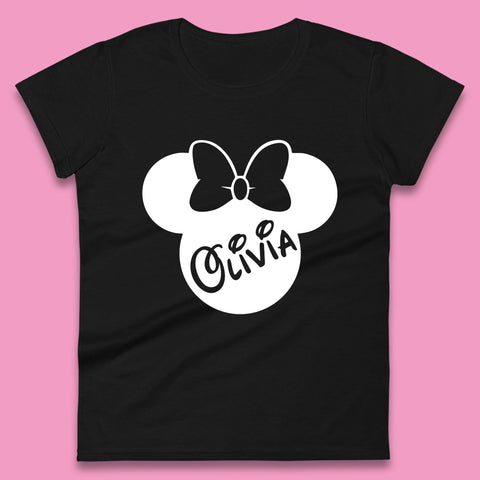Personalised Disney Mickey Mouse And Minnie Mouse Head Your Name Disneyland Trip Womens Tee Top