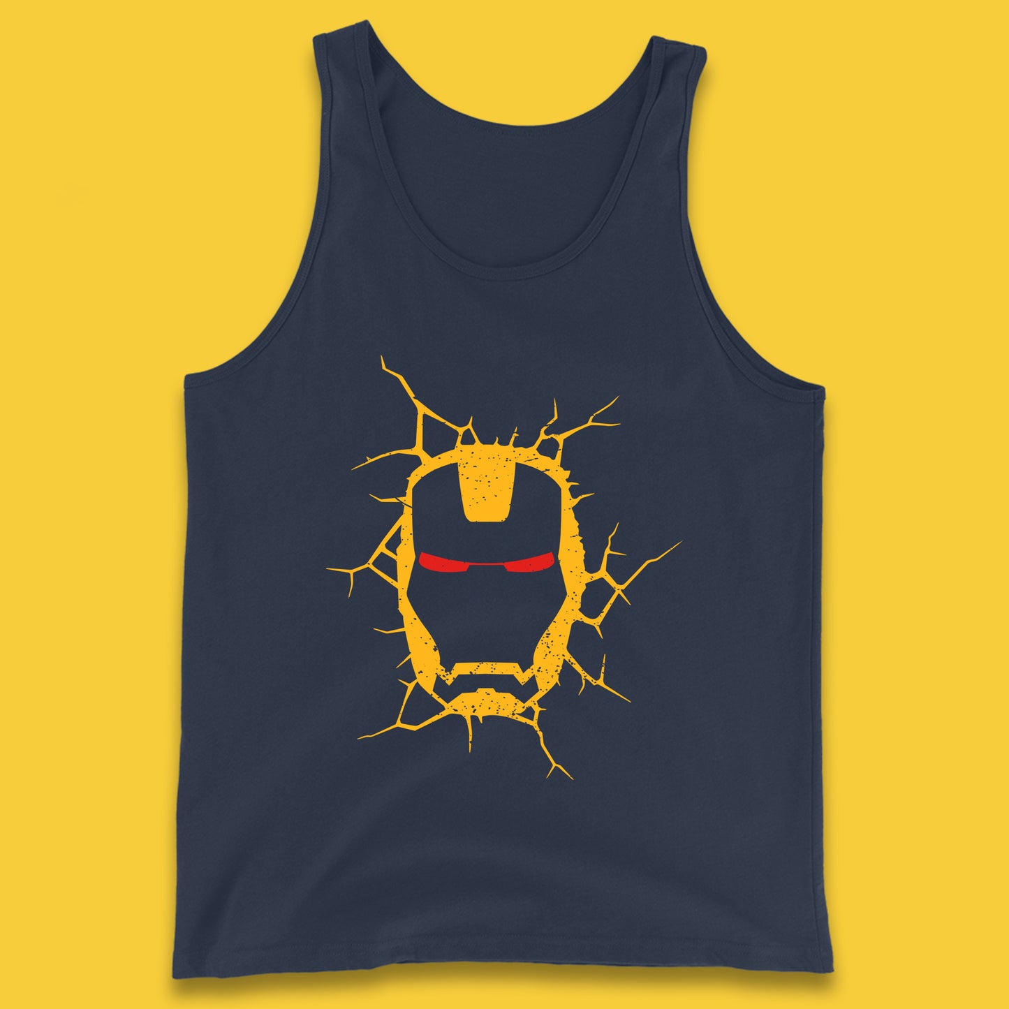 Marvel Avengers Iron Man Face Cracked Wall Art Superhero Comic Book Character Iron-man Marvel Comics Tank Top