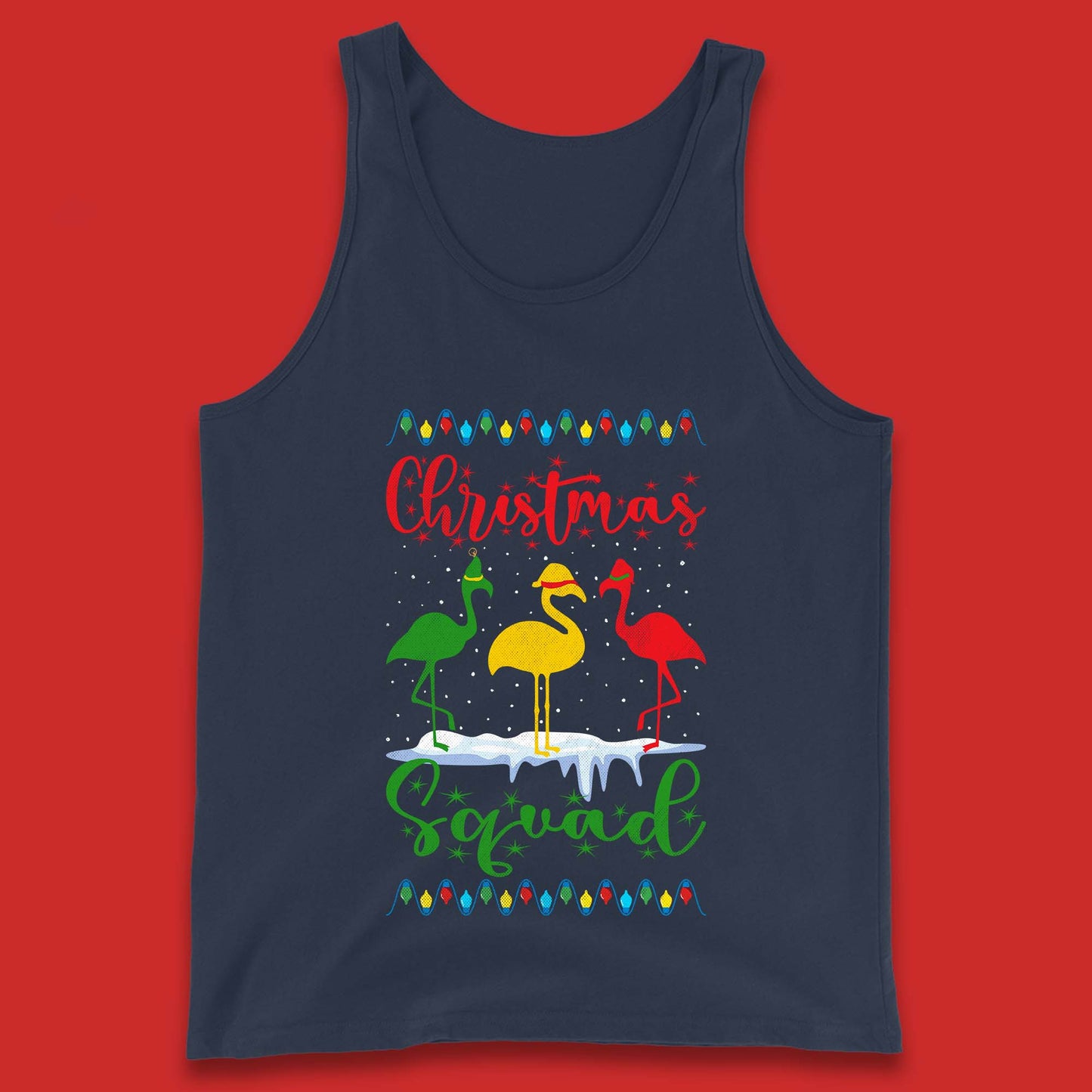 flamingos christmas tank top