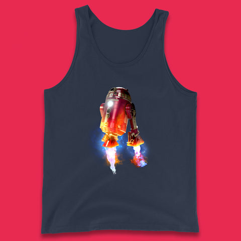 R2-D2 Ready To Fly Iron Man Spoof Sci-fi Action Adventure Movie Character  Star Wars 46th Anniversary Tank Top