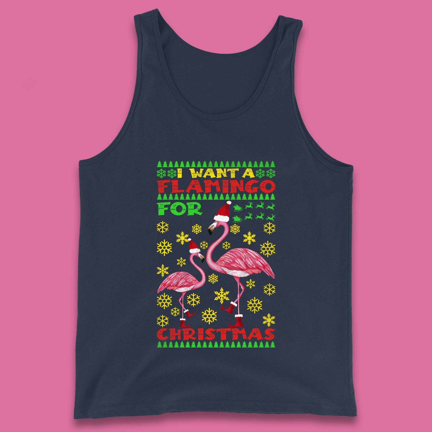flamingo christmas tank top