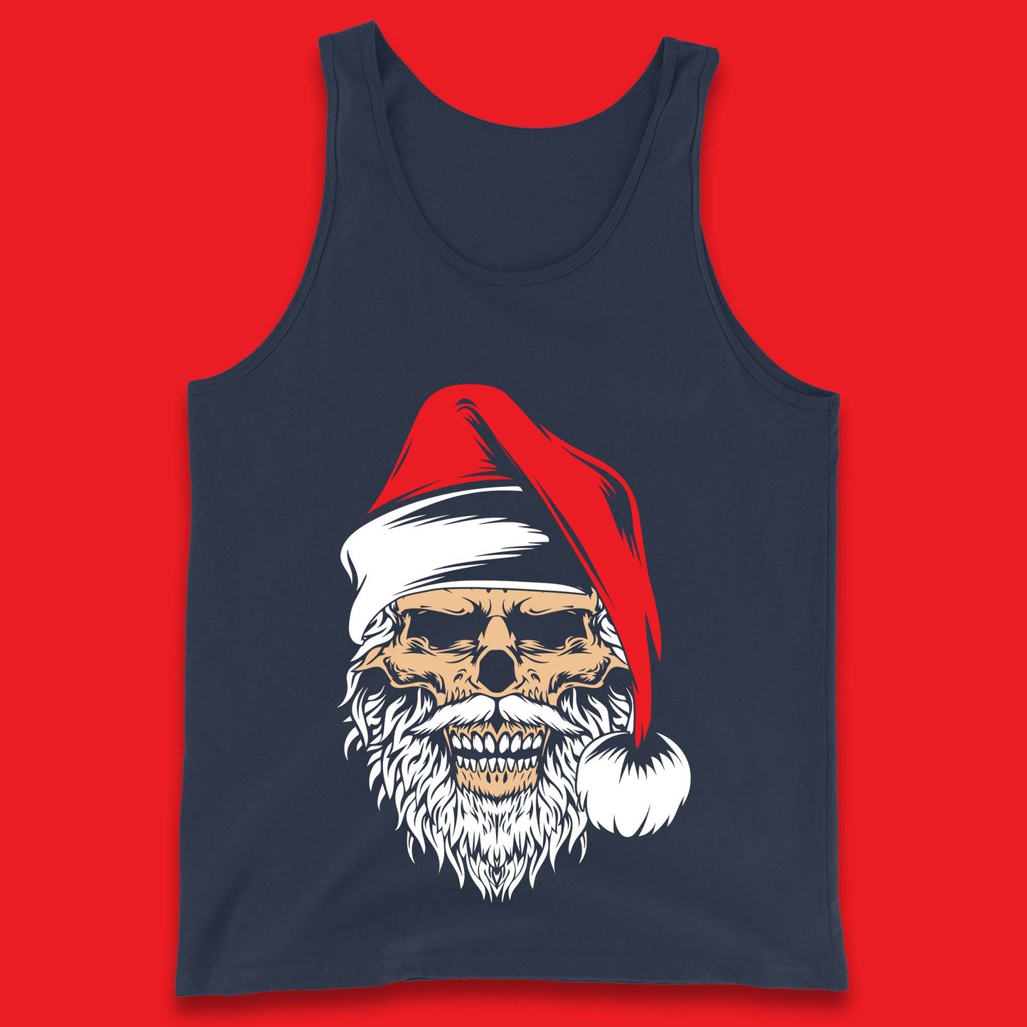 christmas gothic skull santa hat tank top