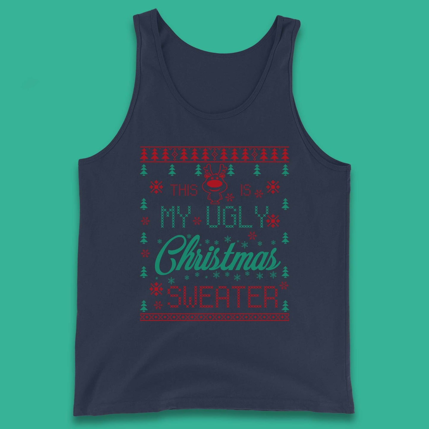 Ugly Christmas Sweater Reindeer Tank Top