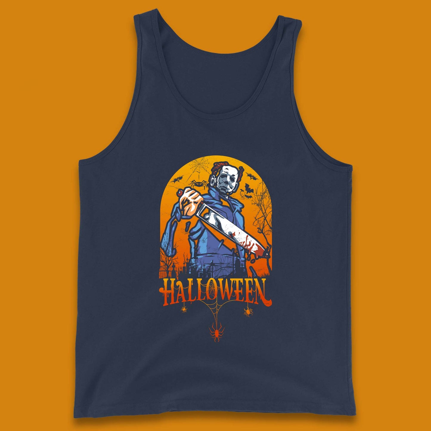 Halloween Michael Myers Holding Bloody Knife Halloween Serial Killer Horror Movie Character Tank Top