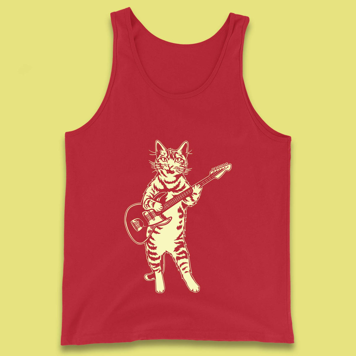Rock Cat Playing Guitar Musician Guitarist Cat Music Lovers Tank Top